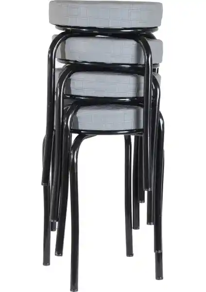 Ekip Metal Tabure Siyah Ayaklı Gri Deri Modern Tasarım ve Kullanım Kolaylığıyla