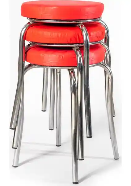 Ekip Shop Kırmızı Modern Mutfak Sandalyesi Endüstriyel Tasarım ve Dayanıklılık