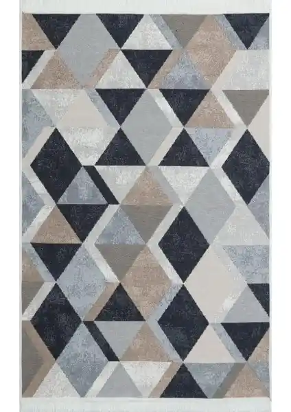 Eko Halı Arya Ar 10 Bej Siyah Modern Doğal Pamuk Halı 80x150 cm Sürdürülebilir Tasarım