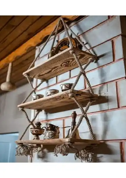 Elisra Ahşap Dekoratif 3'lü Halatlı Kitaplık Raf: Estetik ve Çok Yönlü Kullanım Avantajları