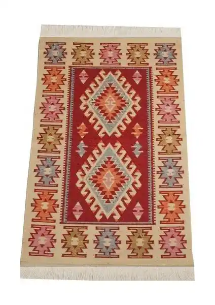 ELMASS Çift Taraflı Antik Eşme Desen Kilim Yolluk Kırmızı 60x120 cm Modern ve Dayanıklı Tasarım