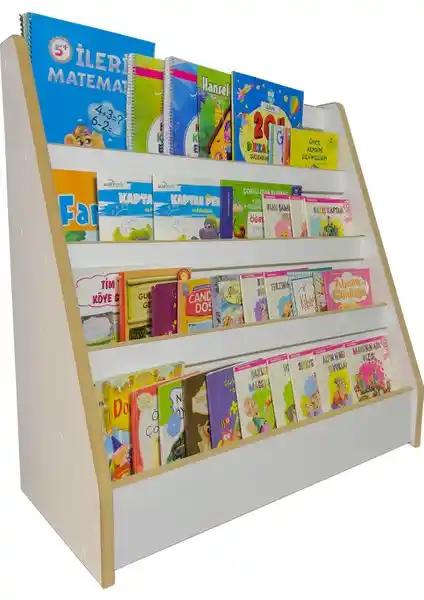 Emdief Home Melis 4 Raflı Montessori Kitaplık Çocuk Odası İçin Güvenli ve Şık Depolama Çözümü