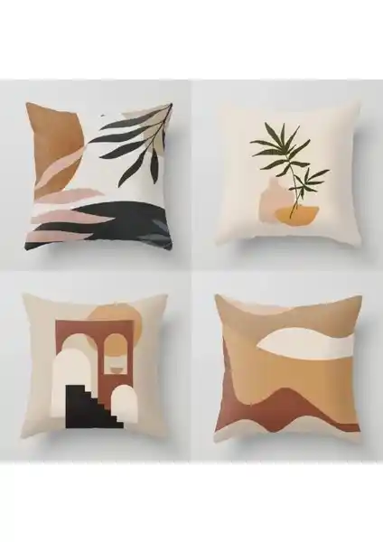 Enc Home Çift Taraflı Baskılı 4'lü Tasarım Kırlent Kılıfı Ev Dekorasyonunda Şıklık ve Fonksiyonellik