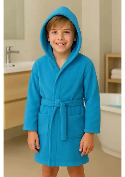 Ender Home CottonVerse Çocuk ve Gençler İçin Doğal Pamuk Kapşonlu Bornoz