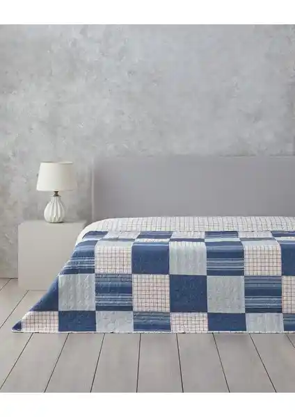 English Home Plaid Harmony Çok Amaçlı Çift Kişilik Yatak ve Dekoratif Örtü Mavi