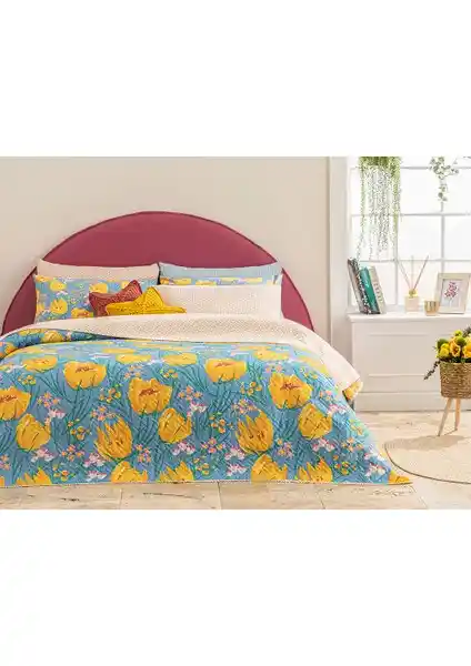 English Home Tulip Paradise Çok Amaçlı Örtü: Şık ve Fonksiyonel Çift Kişilik Yatak Örtüsü