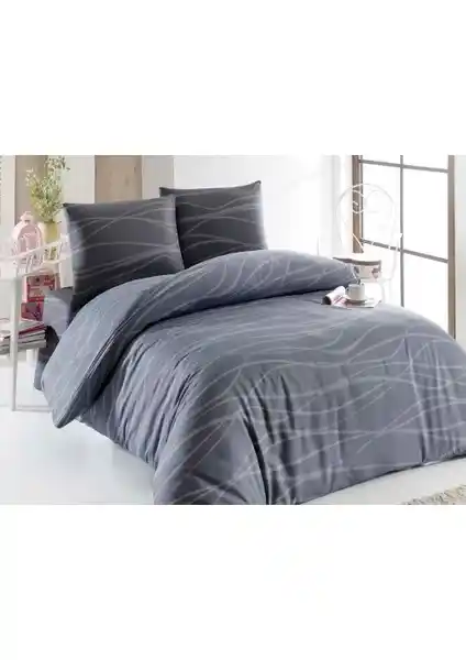 Enlora Home Çift Kişilik Kolay Ütülenir Nevresim Takımı Gri Verda, Dayanıklı ve Pratik Kullanım