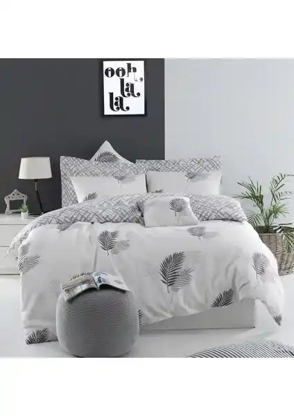 Enlora Home Mature Nevresim Seti Çift Kişilik Palma Gri Modern ve Şık Tasarım