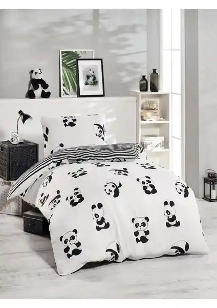 Eponj Home Junior Panda Nevresim Seti Tek Kişilik Çocuk Yatak Takımı