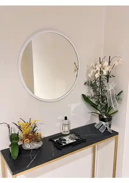Esersan Dizayn Beyaz Dekoratif Yuvarlak Ayna: Şık ve Dayanıklı İç Mekan Dekorasyonu Ürünü