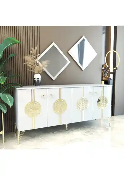 ESMOPA MOBİLYA Beyaz Modern Konsol: Şık ve Fonksiyonel Oturma Odası Mobilyası