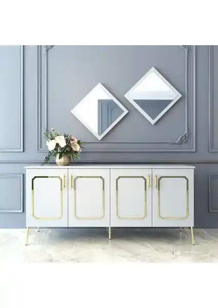 ESMOPA MOBİLYA Elite Gold Beyaz Konsol: Modern ve Şık Tasarım ile Dayanıklı Ev Dekorasyonu