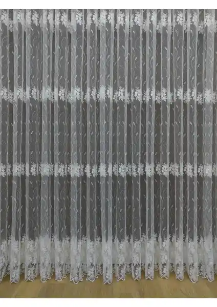 Esse Home Çiçekli Brode İşlemeli Tül Perde: Zarif ve Dayanıklı Dekoratif Seçenek