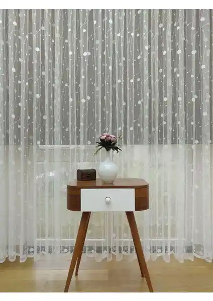Esse Home Spor Puantiyeli Desen Fransız Dantel Tül Perde Modern ve Kullanışlı Tasarım