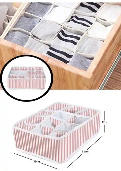 Estetik 12 Bölmeli Pembe Çizgili Çekmece İçi Düzenleyici Ürün Özellikleri ve Kullanım Amaçları