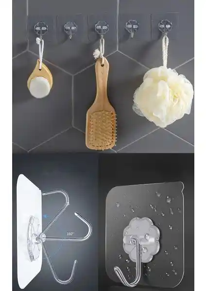 Ev ve Ofis İçin Pratik Şeffaf Kendinden Yapışkanlı Askılar 15 Adet