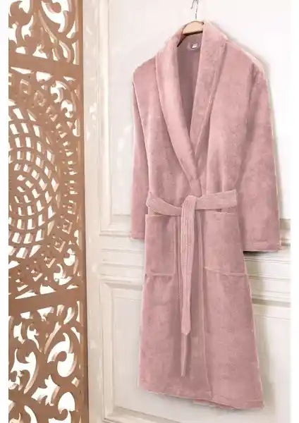 Ev-X Bay ve Bayan Large Beden Mikrocoton Lüks Pudra Renk Bornozları