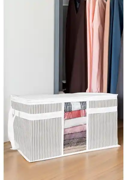 Evde Düzeni Sağlayan ALAS Sandık Tipi Pencereli Hurç Maxi 75x40x40 Gri