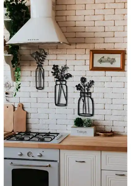 Evde ucuz ve şık mutfak dekorasyonu için 3'lü vazo seti tasarımı ve kullanım önerileri