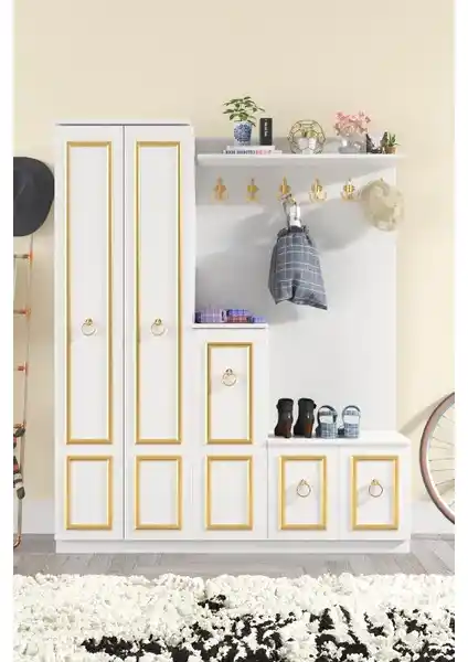 EVDEMO Gold Dalyan Portmanto ve Ayakkabılık: Geniş Depolama ve Sağlıklı Malzeme Kalitesi