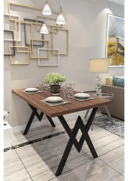 Evdemo Parla Mutfak Yemek Masası Ceviz Modern Tasarım ve Uzun Ömürlü Kullanım