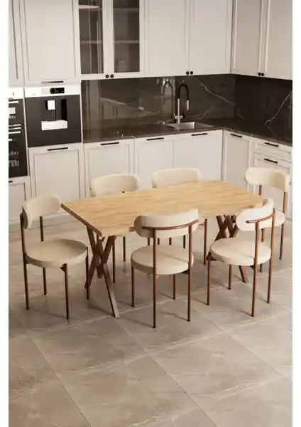 EVDEMO Trend 6 Kişilik Modern Mutfak Masa Takımı Dayanıklılık ve Şıklık Sunar