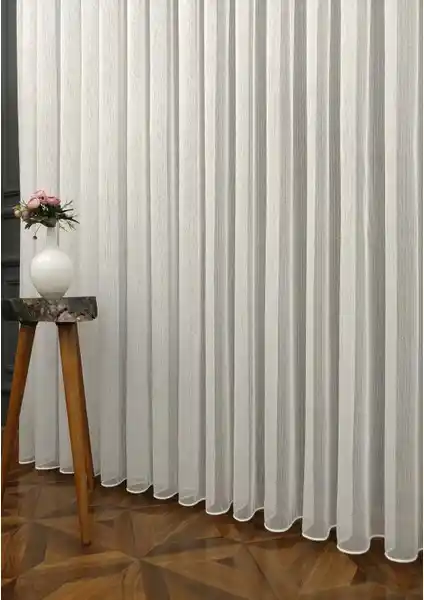 Evdepo Ekstraforlu Pilesiz Tül Perde Kırık Beyaz Modern Tasarım ve Kolay Kullanım