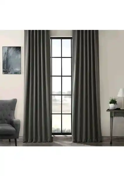 Evdepo Home Blackout Pileksiz Fon Perde 80x240 cm Antrasit Renkli Karartma Çözümü