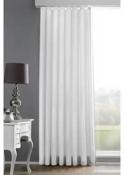 Evdepo Taç Lüx Atlas Saten Beyaz Güneşlik Perde: Şık ve Fonksiyonel Tasarım