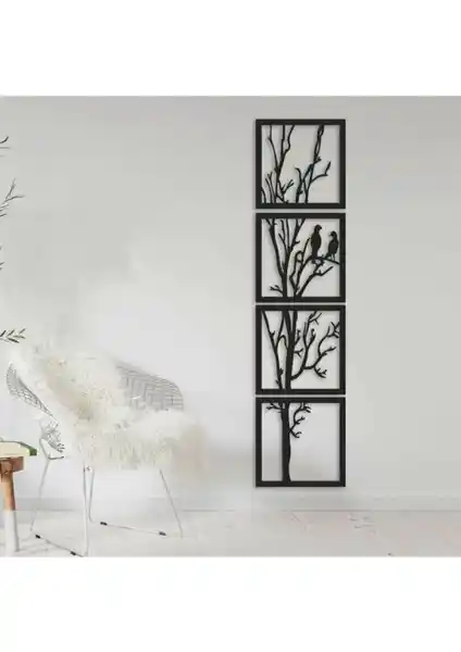 Evdeucuz Ağaç ve Kuş Figürlü Dekoratif Tablo 30x135 cm Modern ve Şık Tasarım