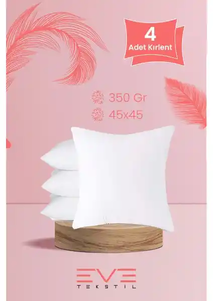 Eve Tekstil Silikon Elyaf Dolgulu Kare Kırlentler 4'lü Set Modern ve Şık Tasarım