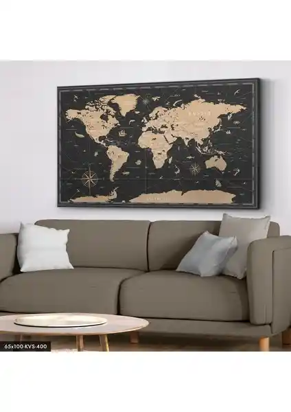Evine Moda Dünya Haritası Kanvas Tablo ile Modern ve Şık Duvar Dekorasyonu