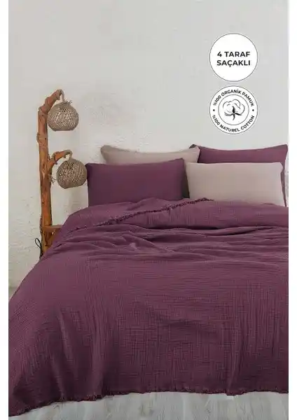 Evlen Home Collection %100 Pamuk Müslin Yatak Örtüsü Çift Kişilik Şıklık ve Konfor Sağlar
