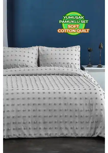 Evlen Home Collection Emmy Pamuklu Yatak Örtüsü Seti: Şık ve Konforlu Yatak Odası Dekoru