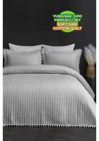 Evlen Home Collection Kapitone Ponpon Yatak Örtüsü: Modern ve Şık Yatak Dekorasyonu İçin Uygun
