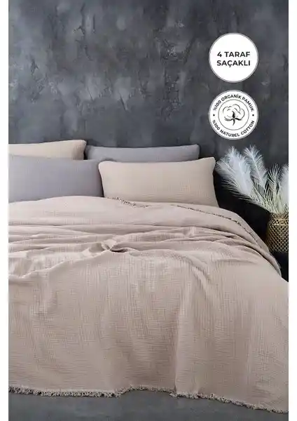 Evlen Home Collection Müslin Pamuk Çift Kişilik Battaniye Takımı: Konfor ve Şıklık Sunan Yatak Örtüsü