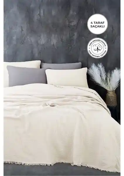 Evlen Home Collection Müslin Pamuk Çift Kişilik Yatak Örtüsü Takımı Şık ve Kullanışlı Tasarım