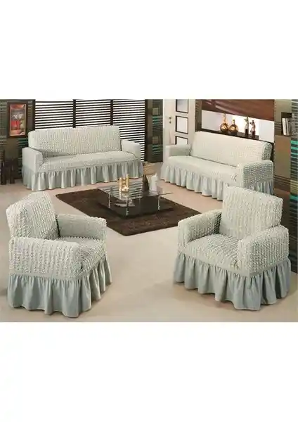 Evory Home Bürümcük Maxi Koltuk Örtüsü Takımı Gri 3+3+1+1 şık ve pratik kullanım için ideal