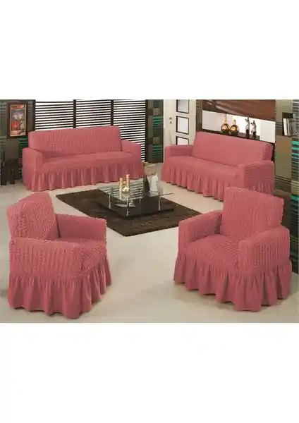 Evory Home Bürümcük Maxi Koltuk Örtüsü Takımı Gül Kurusu Şıklık ve Koruma Bir Arada