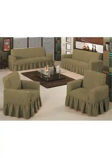 Evory Home Bürümcük Maxi Koltuk Örtüsü Takımı Kemik Renk Modern ve Koruyucu Tasarım