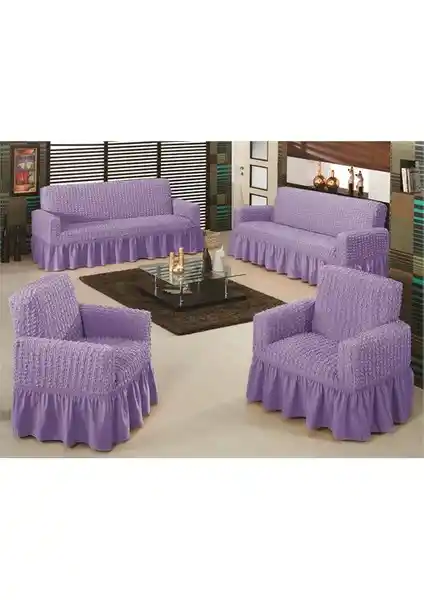 Evory Home Bürümcük Maxi Koltuk Örtüsü Takımı Lila Renk Modern ve Koruyucu Tasarım
