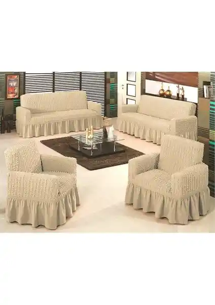 Evory Home Bürümcük Maxi Koltuk Örtüsü Takımı Naturel: Estetik ve Koruma Bir Arada