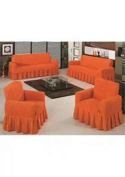 Evory Home Bürümcük Maxi Koltuk Örtüsü Takımı Oranj Renkli Şıklık ve Koruma Sağlar