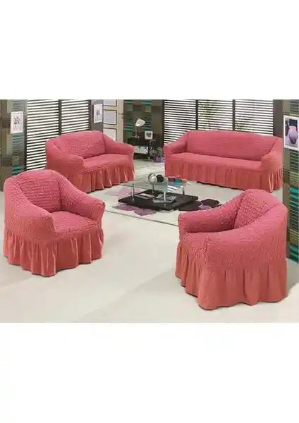 Evory Home Bürümcük Standart Koltuk Örtüsü Takımı Gül Kurusu Renk Seçeneği ile Şık ve Dayanıklı