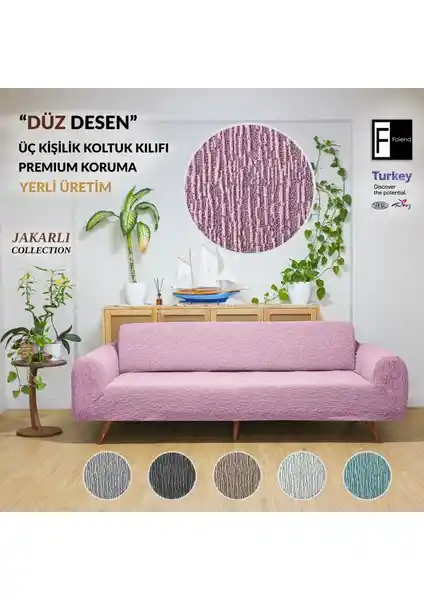 Faiend Jakarlı 3 Kişilik Lastikli Koltuk Kılıfı Modern ve Şık Ev Dekorasyonu İçin