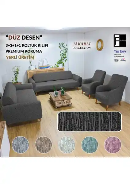 Faiend Jakarlı Düz Desen Esnek Kanepe Kılıfı ile Şık ve Korunaklı Oturma Alanları
