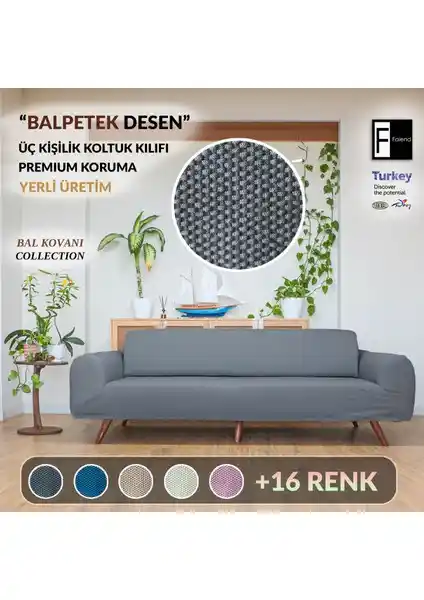 Faiend Likrali Esnek 3 Kişilik Koltuk Kılıfı Modern ve Koruyucu Dekorasyon Unsuru