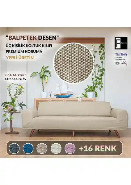 Faiend Likrali Esnek 3 Kişilik Koltuk Kılıfı Modern ve Kullanışlı Tasarım