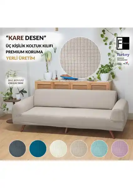 Faiend Vizon Likrali Esnek 3 Kişilik Koltuk Örtüsü Modern Dekorasyon ve Koruma Çözümü