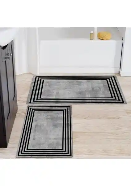 Faiend Yıkanabilir Dijital Baskılı Banyo Paspası Seti Güvenli ve Şık Tasarımıyla Modern Banyo Dekorasyonuna Uygun